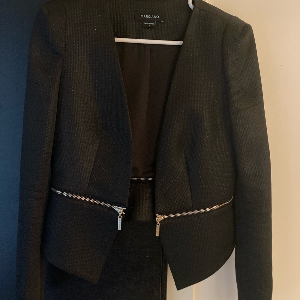 Marciano Black Blazer with Gold Zipper Details